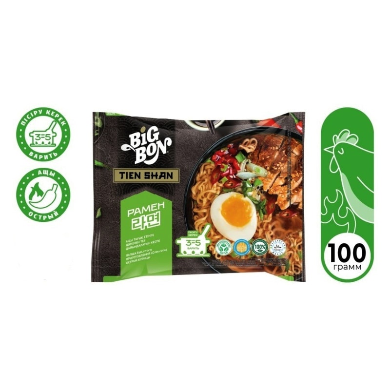 Big Bon лапша Tien Shan рамен со вкусом острой курицы 100 г.